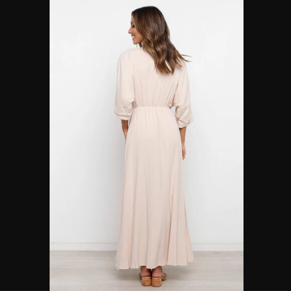 Petal & Pup Girl & the Sun Bayview Beige Maxi V Neck Dress XL - Picture 8 of 12